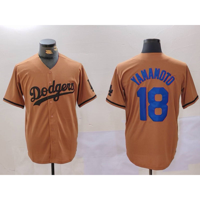 Los Angeles Dodgers #18 Yoshinobu Yamamoto Olive HOLBERT Cool Base Limited Stitched Jersey