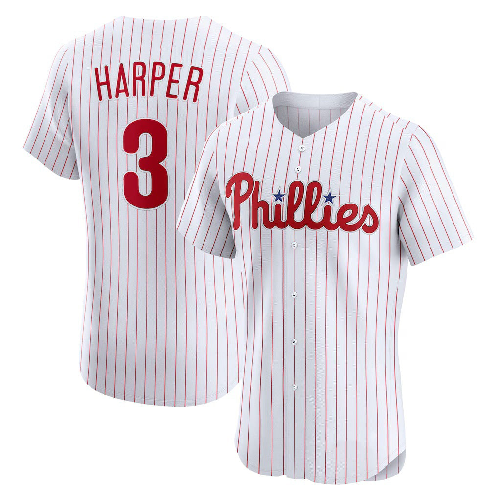 Philadelphia Phillies #3 Bryce Harper White HOLBERT Home Elite Jersey