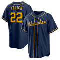Milwaukee Brewers #22 Christian Yelich Navy HOLBERT Alternate 2 Replica Jersey