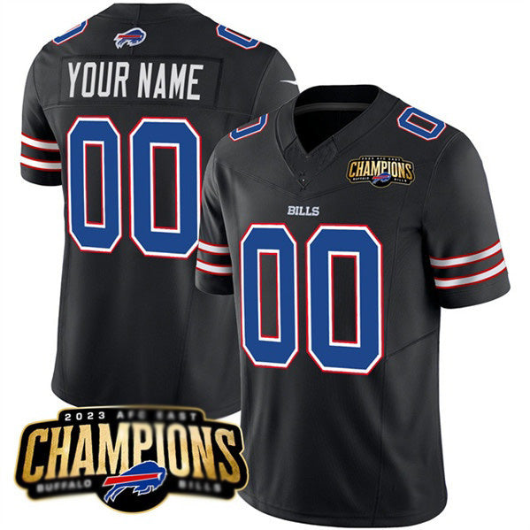 Custom B.Bills Active Player Black HOLBERT 2023 F.U.S.E. AFC East Champions Ptach Stitched Jersey