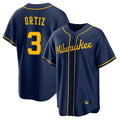 Milwaukee Brewers #3 Joey Ortiz Player Navy HOLBERT Home Game Stitched Jerseys