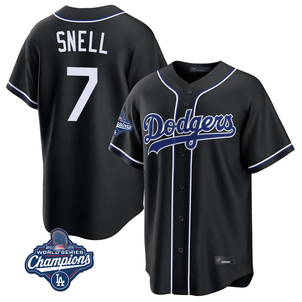 Los Angeles Dodgers #7 Blake Snell Player Black HOLBERT Carbon Limited World Series Meet Home Stitched Jerseys