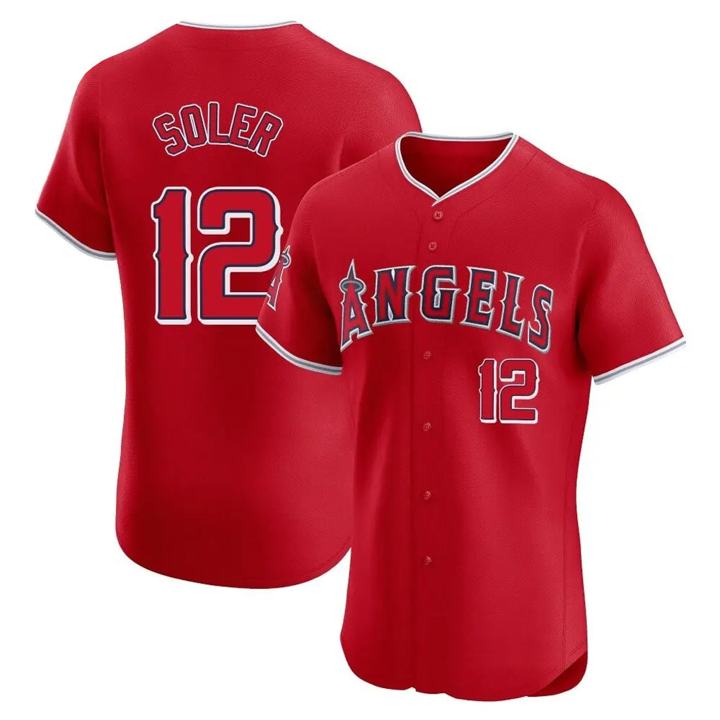 Los Angeles Angels #12 Jorge Soler Player Red HOLBERT Home Limited Elite Stitched Jerseys