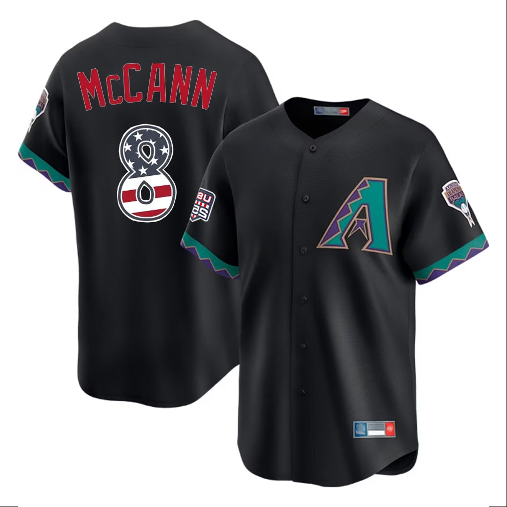 Arizona Diamondbacks #8 James McCann Player Black HOLBERT USA 250 Fourth of July Home Game Stitched Jerseys