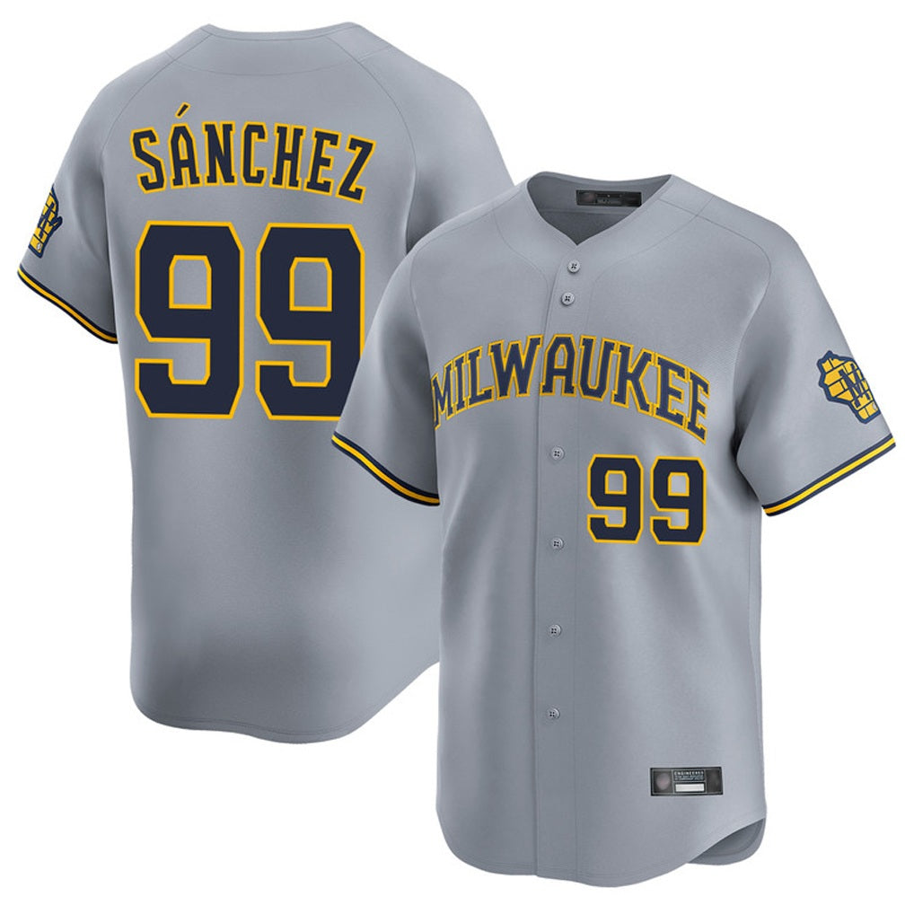 Milwaukee Brewers #99 Gary Sanchez Player Gray HOLBERT Home Limited Stitched Jerseys