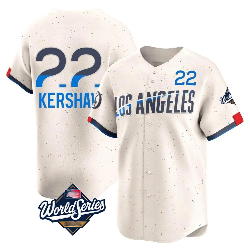 Los Angeles Dodgers #22 Clayton Kershaw Player Cream HOLBERT World Series City Connect Limited Home Stitched Jerseys