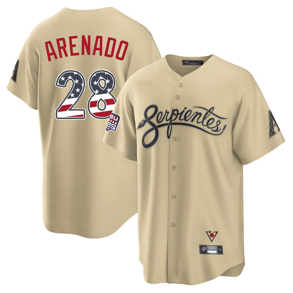 Arizona Diamondbacks #28 Nolan Arenado Player Tan HOLBERT USA 250 Fourth of July Home Game Stitched Jerseys