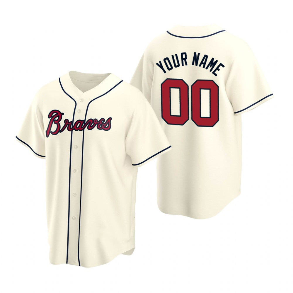Custom Atlanta Braves Cream HOLBERT 2020 Stitched Cool Base Jersey
