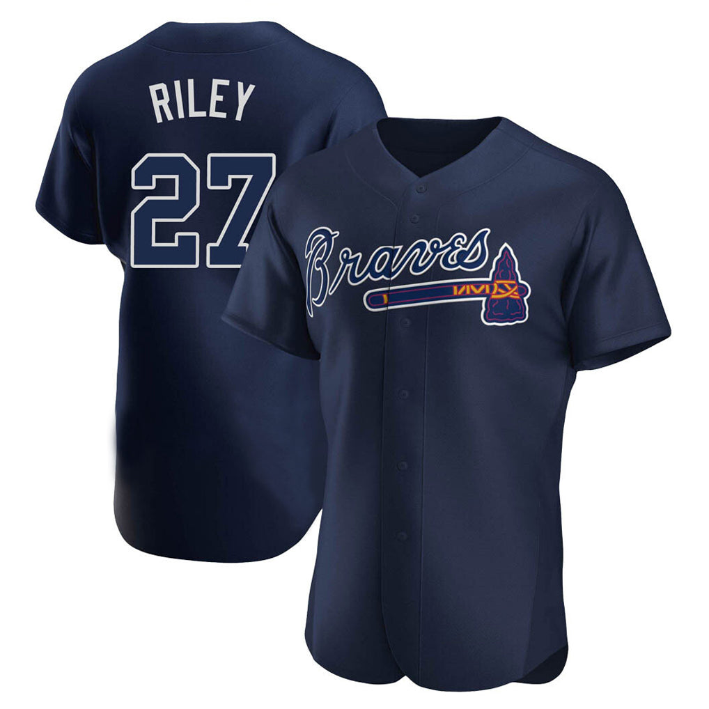 Atlanta Braves #27 Austin Riley Player Navy HOLBERT Alternate Limited Elite Home Game Stitched Jerseys