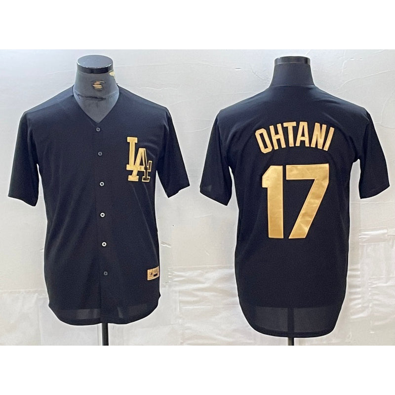 Los Angeles Dodgers #17 Shohei Ohtani Black Gold HOLBERT Cool Base Stitched Jersey