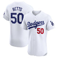 Los Angeles Dodgers #50 Mookie Betts White HOLBERT Home Elite Jersey
