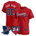 Custom Atlanta Braves 2024 Spring Training & Georgia Patch Vapor Premier Elite Jersey ¨C Red HOLBERT