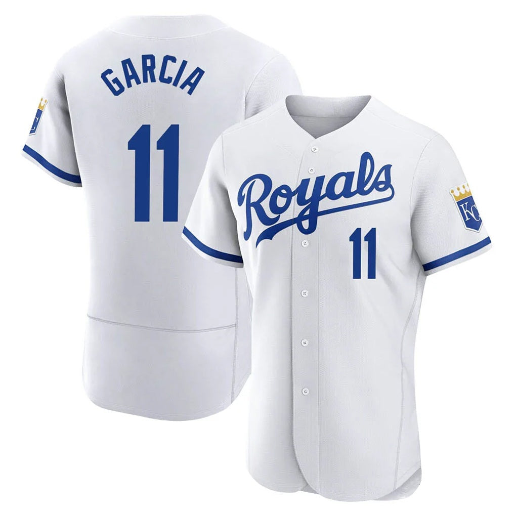 Kansas City Royals #11 Maikel Garcia Player White HOLBERT Limited Elite Home Game Stitched Jerseys