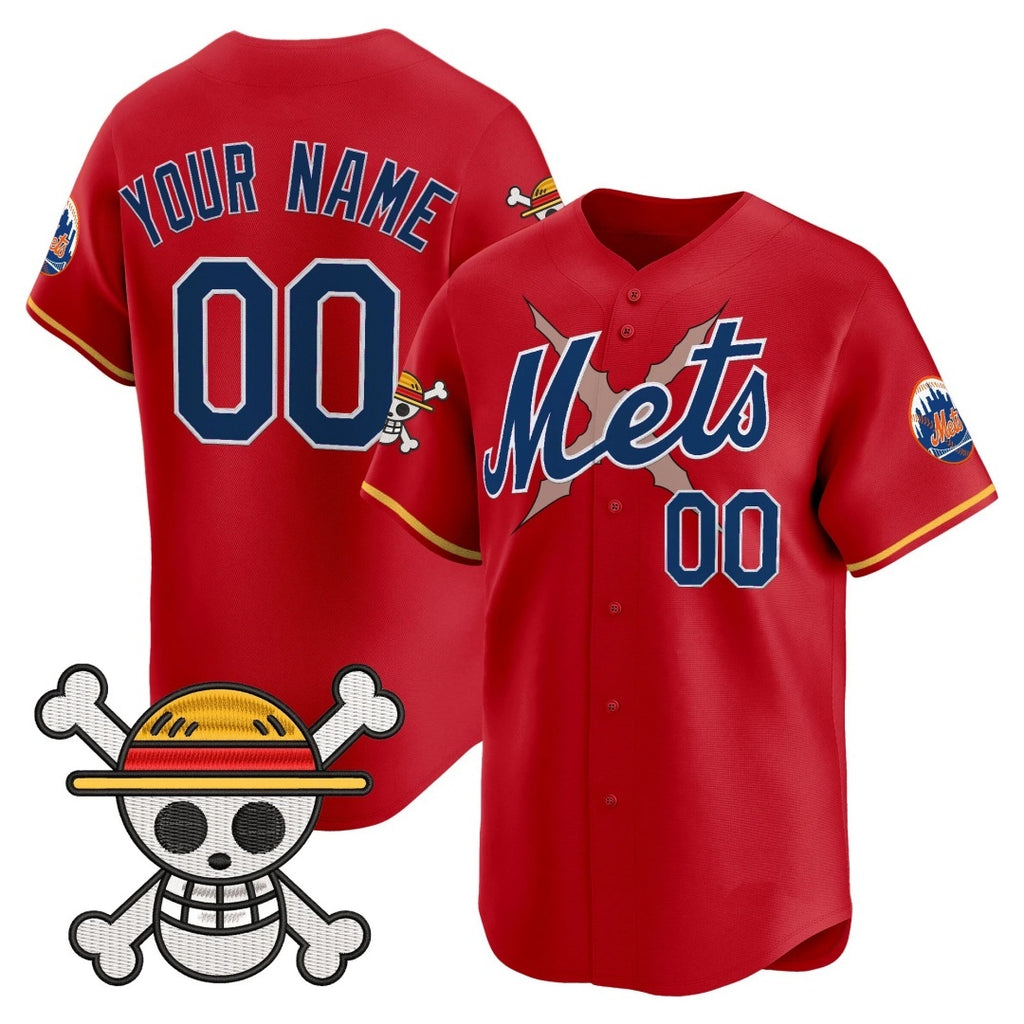 Custom New York Mets x One Piece Red HOLBERT Vapor Premier Limited Jersey - Stitched