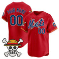 Custom New York Mets x One Piece Red HOLBERT Vapor Premier Limited Jersey - Stitched