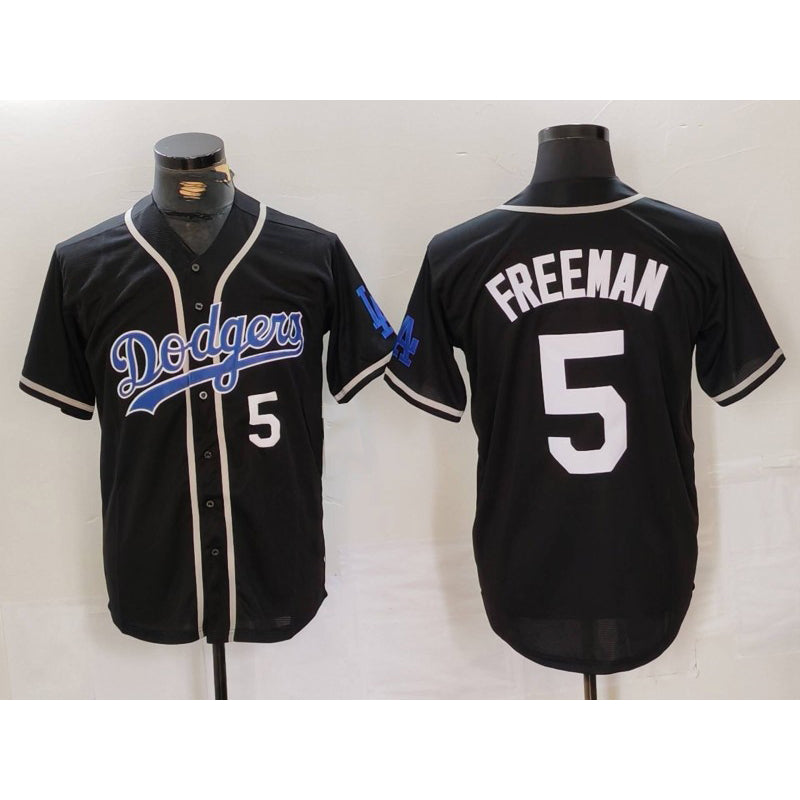 Los Angeles Dodgers #5 Freddie Freeman Number Black HOLBERT Cool Base With Patch Stitched Jerseys