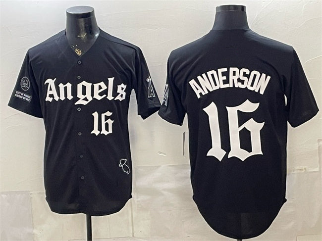 Los Angeles Angels #16 Garret Anderson Black HOLBERT 'Gothic Halo Edition' Vapor Limited Stitched Jersey