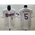 Texas Rangers #5 Corey Seager Number White HOLBERT 2023 World Series Champions Cool Base Jerseys
