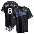 Los Angeles Dodgers #8 Enrique Hern¨¢ndez Player Black HOLBERT World Series Carbon Limited Home Stitched Jerseys