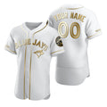 Custom Toronto Blue Jays White HOLBERT Stitched Flex Base Golden Edition Jersey