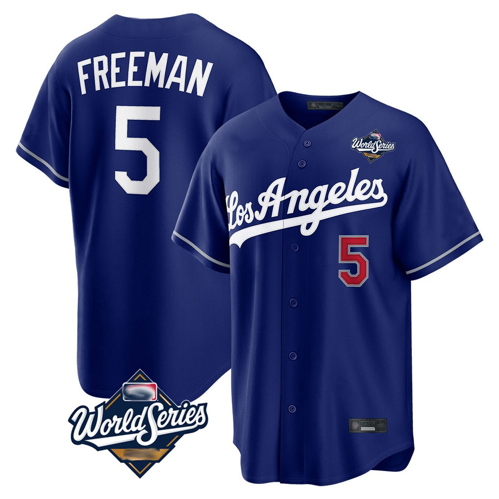 Los Angeles Dodgers #5 Freddie Freeman Player Royal HOLBERT World Series Game Home Stitched Jerseys