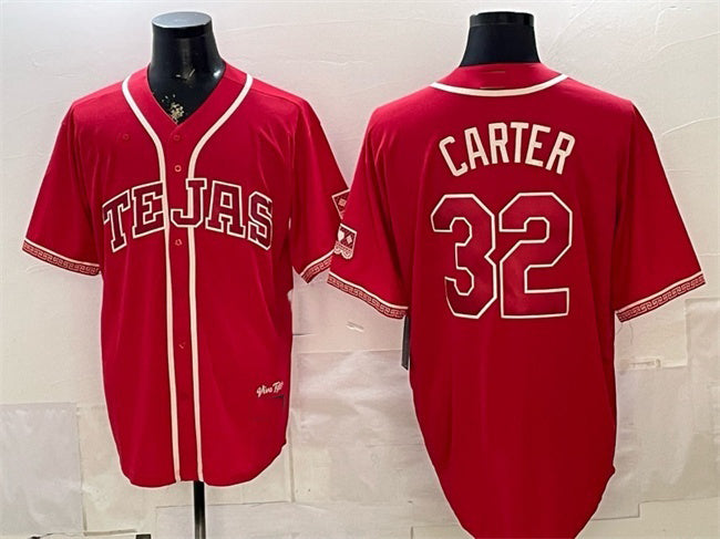 Texas Rangers #32 Evan Carter Red HOLBERT 2026 City Connect Stadium Stitched Jersey