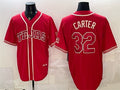 Texas Rangers #32 Evan Carter Red HOLBERT 2026 City Connect Stadium Stitched Jersey