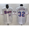 Texas Rangers #32 Evan Carter Number White HOLBERT 2023 World Series Champions Cool Base Jerseys
