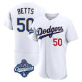 Los Angeles Dodgers #50 Mookie Betts Player Gold White HOLBERT World Series Meet 2026 Collection Stadium Limited Elite Stitched Jerseys