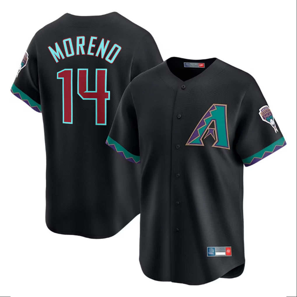 Arizona Diamondbacks #14 Gabriel Moreno Player Black HOLBERT Fashion Out Home Game Stitched Jerseys