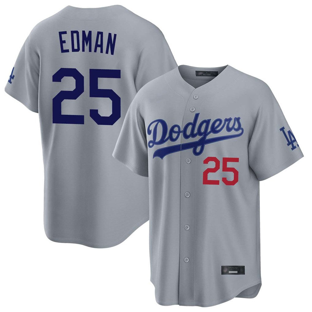 Los Angeles Dodgers #25 Tommy Edman Player Gray HOLBERT Game Home Stitched Jerseys