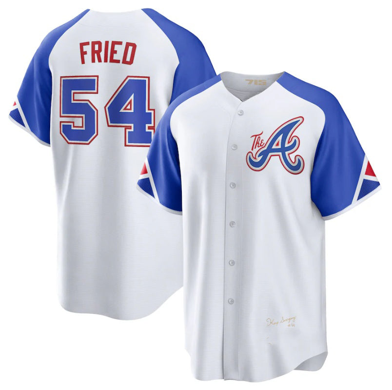 Atlanta Braves #54 Max Fried White HOLBERT 2023 City Connect Cool Base Stitched Jersey