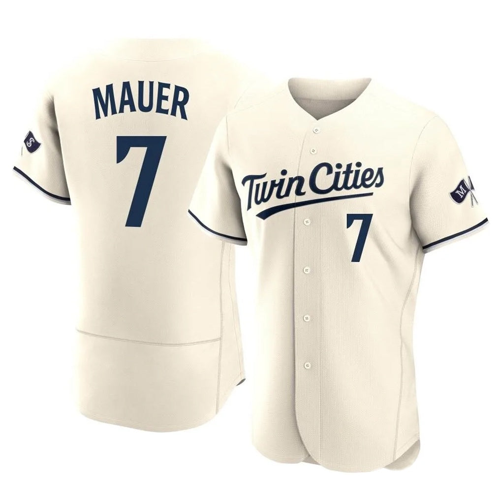 Minnesota Twins #7 Joe Mauer Player Cream HOLBERTHome Limited Elite Stitched Jerseys
