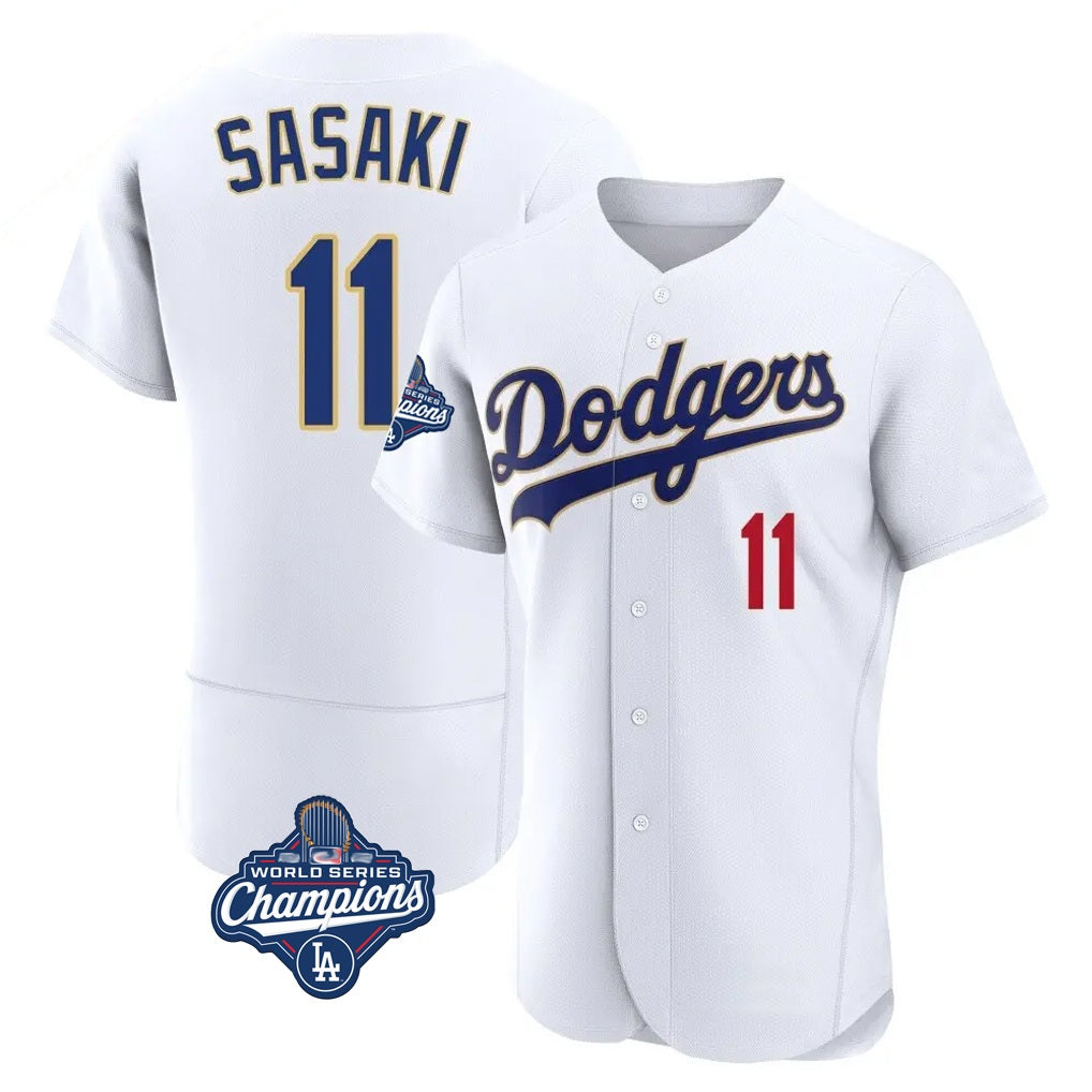 Los Angeles Dodgers #11 Roki Sasaki Player Gold White HOLBERT World Series Meet 2026 Collection Stadium Limited Elite Stitched Jerseys