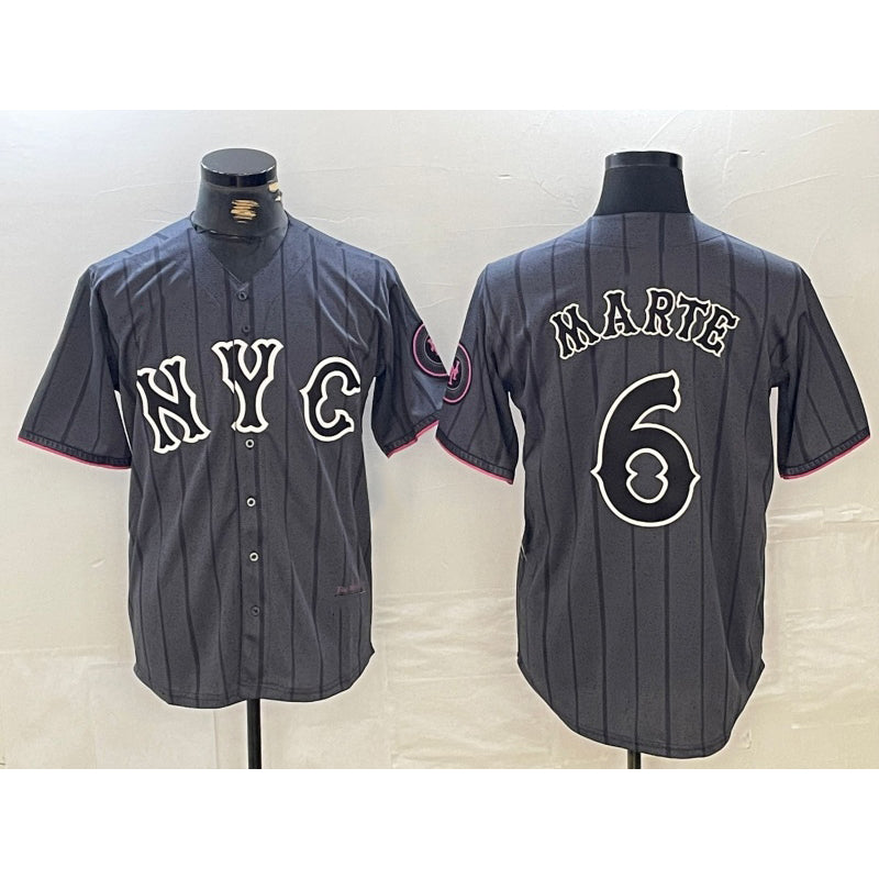 New York Mets #6 Starling Marte Gray HOLBERT 2024 City Connect Cool Base Stitched Jersey 2