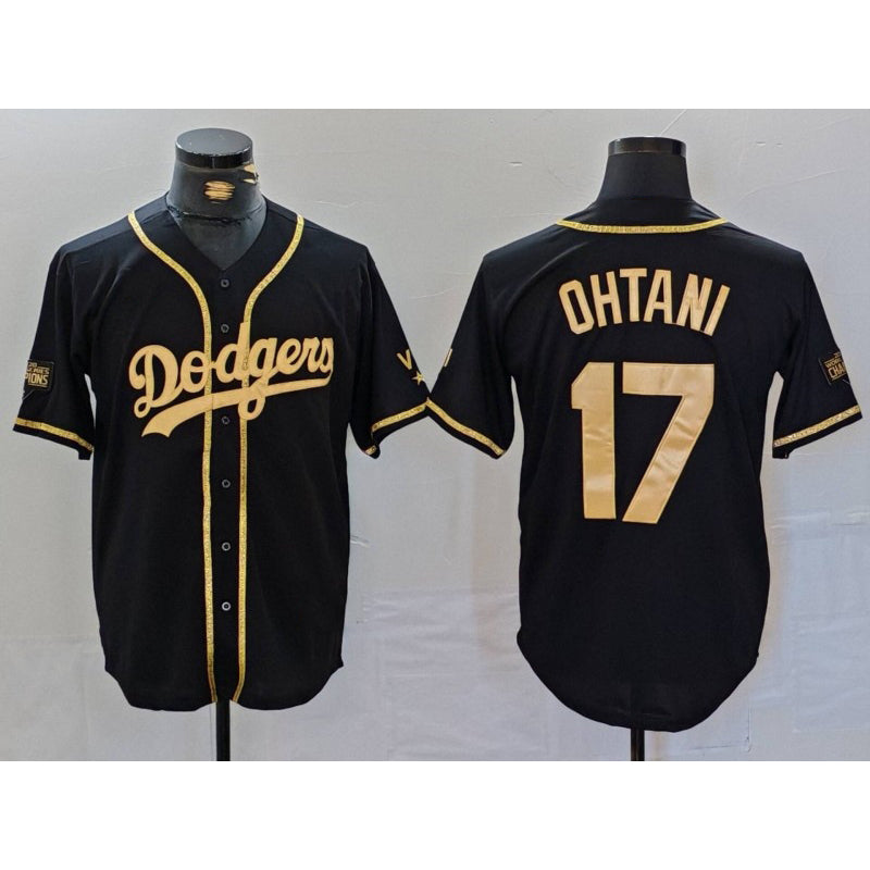 Los Angeles Dodgers #17 Shohei Ohtani Black Gold HOLBERT World Series Champions Cool Base Stitched Jersey