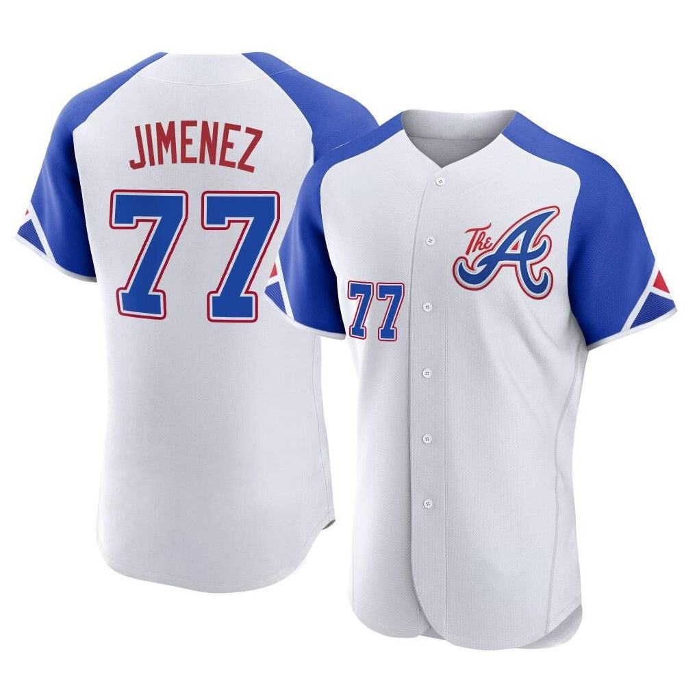 Atlanta Braves #77 Joe Jimenez Player White HOLBERT City Connect Limited Elite Home Game Stitched Jerseys