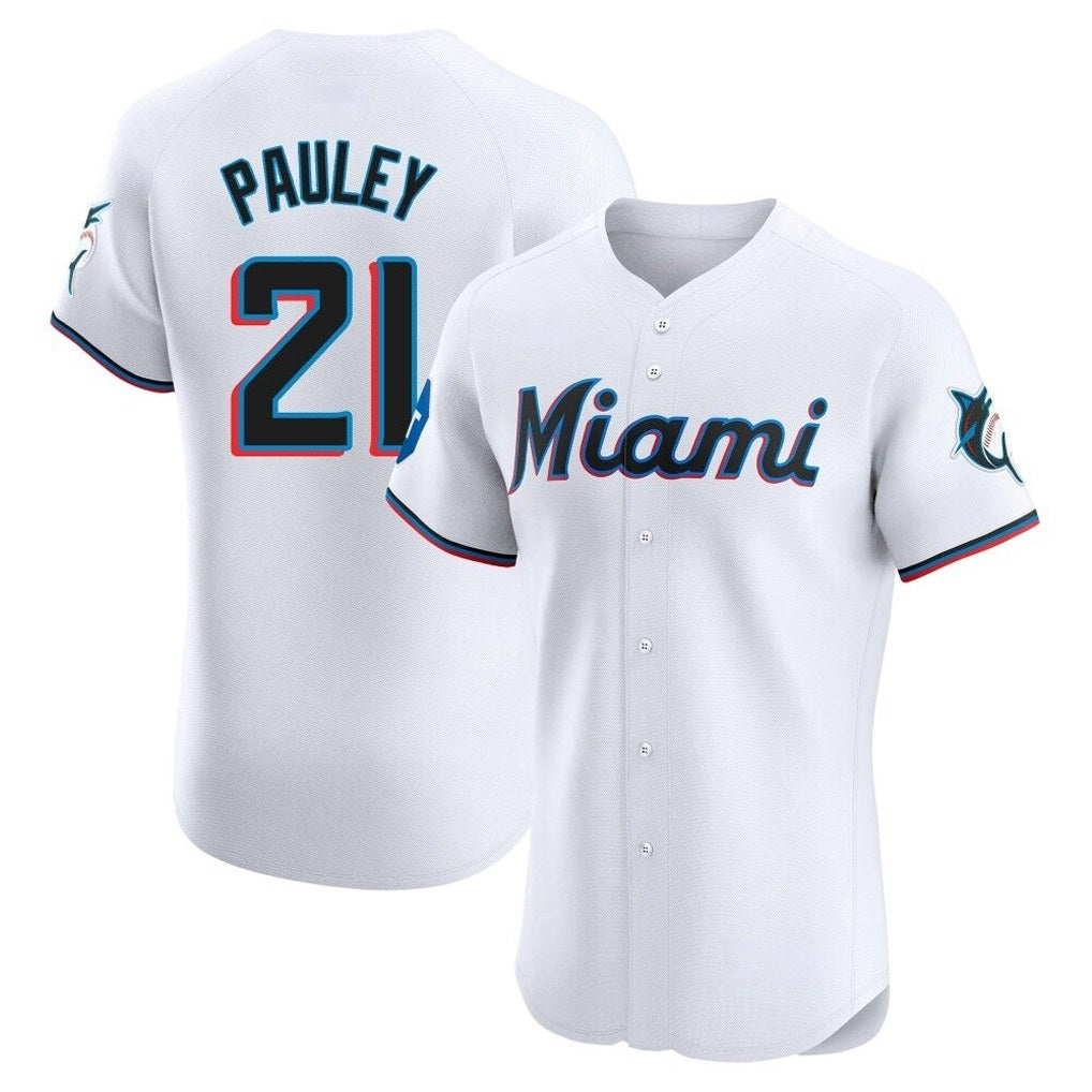 Miami Marlins #21 Graham Pauley Player White HOLBERT Home Limited Elite Stitched Jerseys