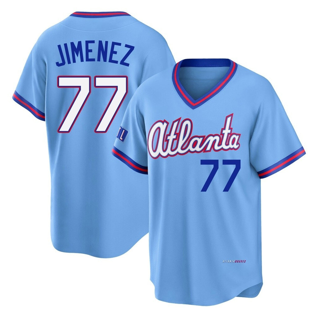 Atlanta Braves #77 Joe Jimenez Player Powder Blue HOLBERT 2026 City Connect T-shirt Home Game Stitched Jerseys