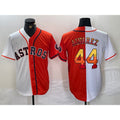Houston Astros #44 Yordan Alvarez White Orange HOLBERT Split Stitched Jersey 2