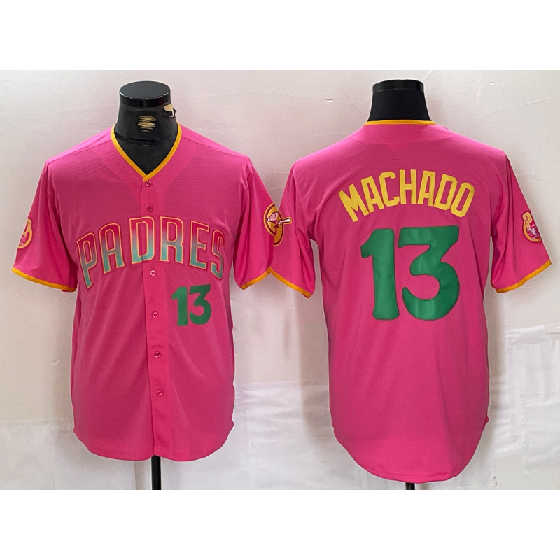 San Diego Padres #13 Manny Machado Pink HOLBERT Cool Base Stitched Jerseys