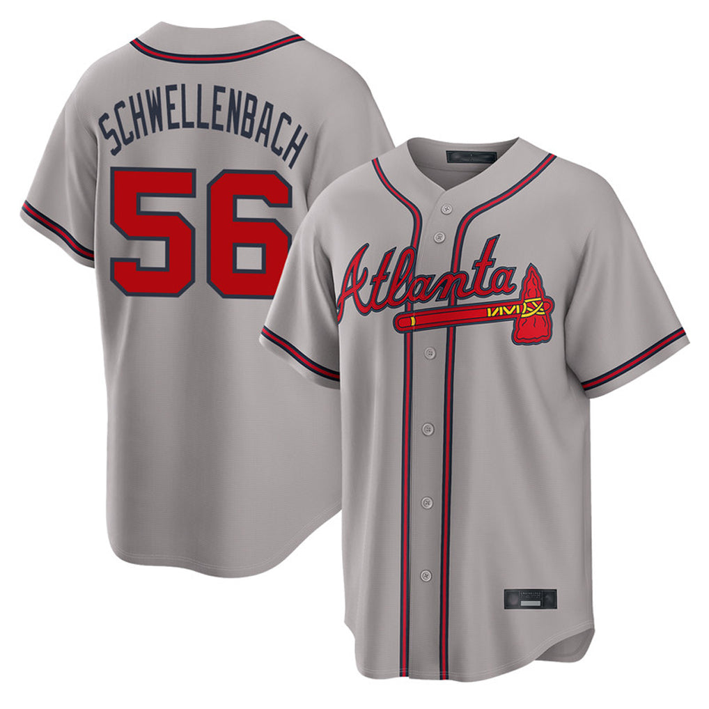 Atlanta Braves #56 Spencer Schwellenbach Player Gray HOLBERT Home Game Stitched Jerseys