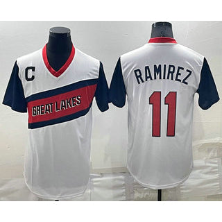 Cleveland Indians #11 Jose Ramirez White HOLBERT 2021 Little League Classic Stitched Jersey