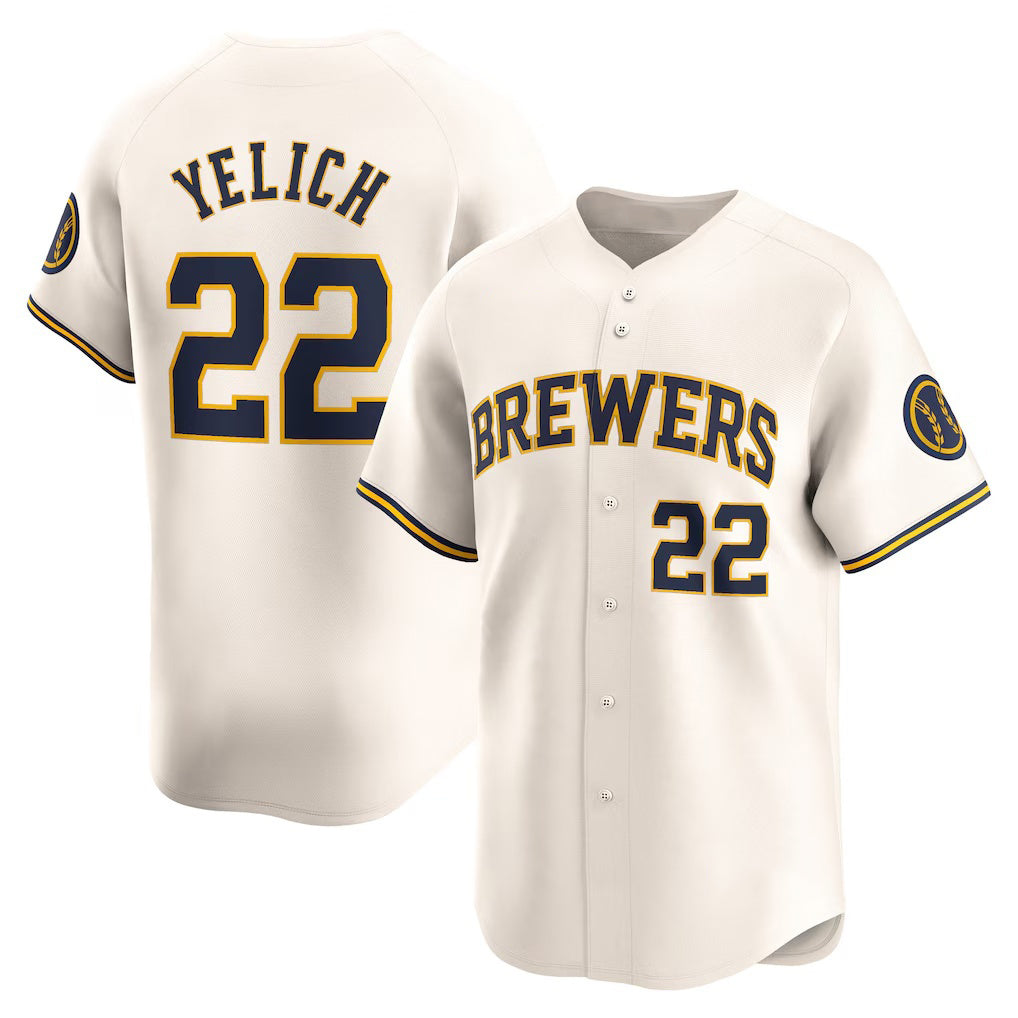 Milwaukee Brewers #22 Christian Yelich Cream HOLBERT Home Limited Player Jersey