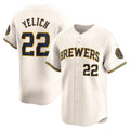 Milwaukee Brewers #22 Christian Yelich Cream HOLBERT Home Limited Player Jersey