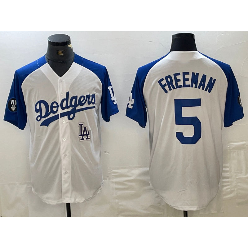 Los Angeles Dodgers #5 Freddie Freeman White Blue HOLBERT Fashion Stitched Cool Base Limited Jersey 2
