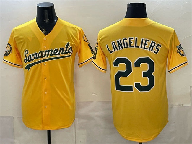 Oakland Athletics #23 Shea Langeliers 2026 Yellow HOLBERT Alternate Sacramento Celebrating 125 Years Vapor Limited Stitched Jersey