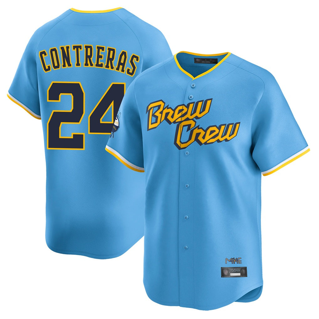 Milwaukee Brewers #24 William Contreras Player Light Blue HOLBERT City Connect Home Limited Stitched Jerseys
