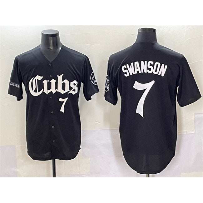 Chicago Cubs #7 Dansby Swanson Black HOLBERT 'Gothic North Side Edition' Vapor Premier Limited Stitched Jersey