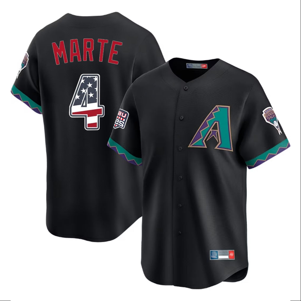 Arizona Diamondbacks #4 Ketel Marte Player Black HOLBERT USA 250 Fourth of July Home Game Stitched Jerseys